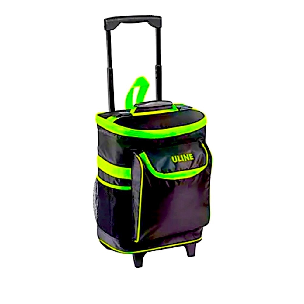 Uline Rolling Cooler - Black/Green New